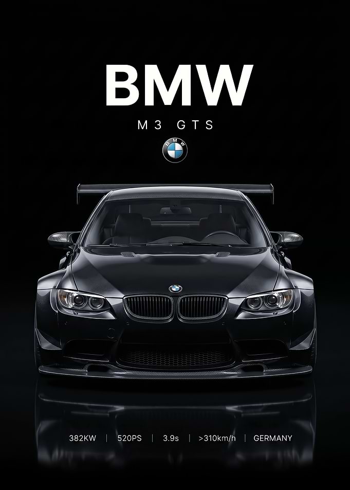 sleel race balck BMW M3 GTS car Poster