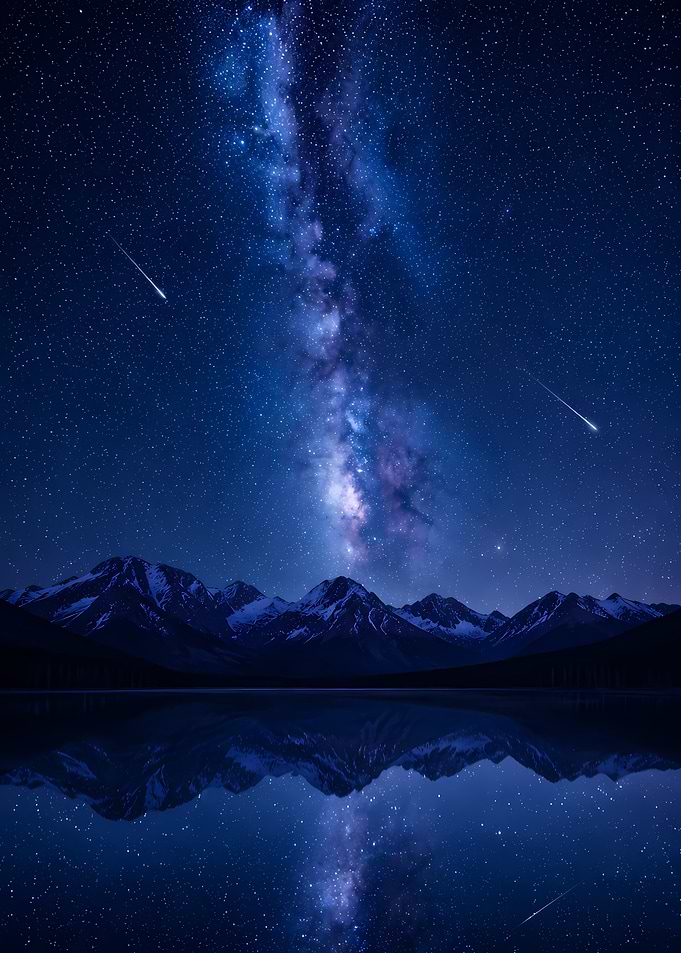 Milky Way Over Mountains and Lake