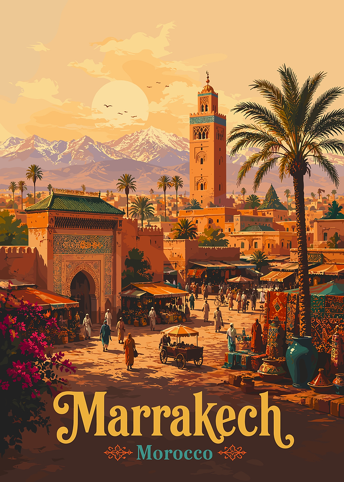 Marrakech Morocco Vintage Poster