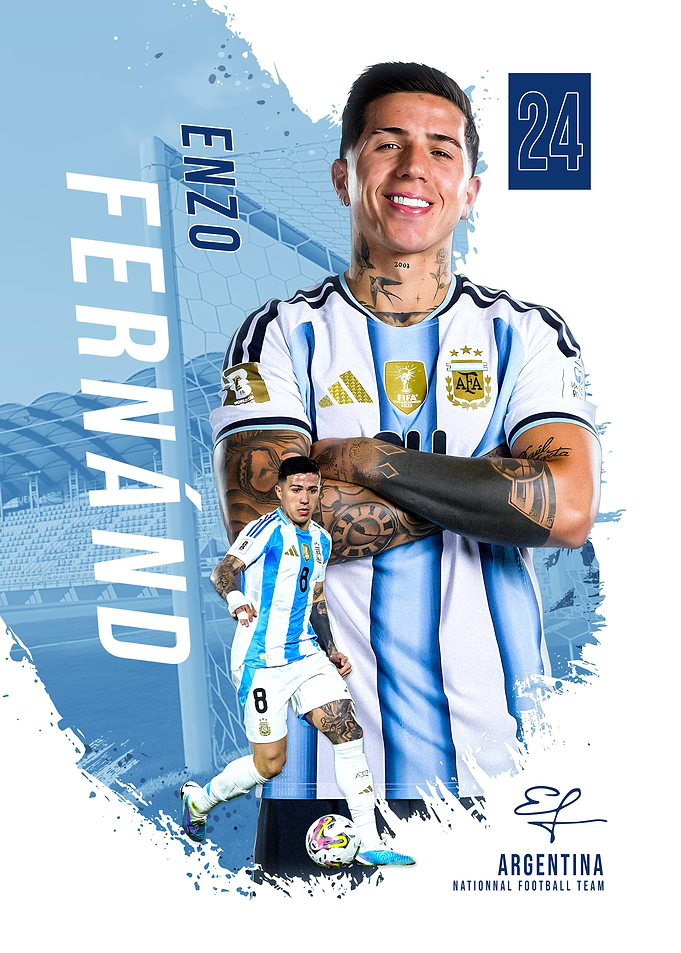 Enzo Fernandez Argentina Football Poster