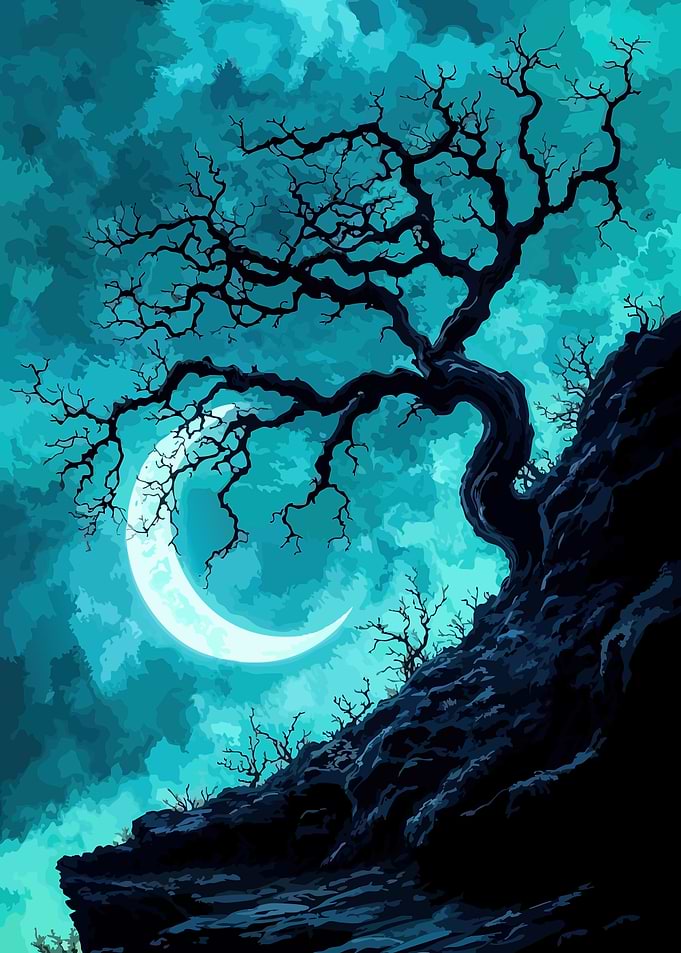 Ethereal Moonlit Forest Landscape