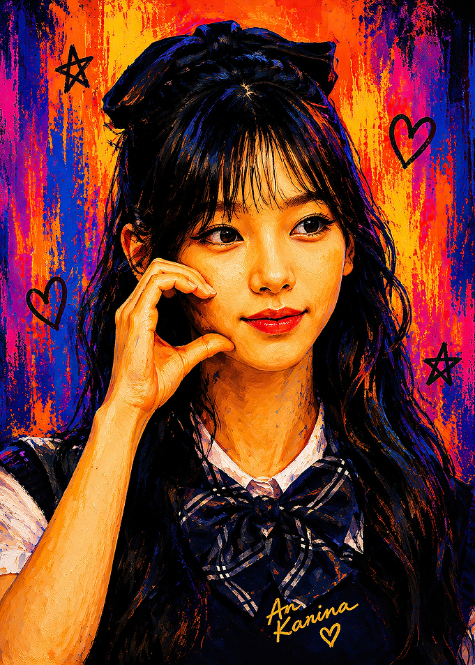Karina Portrait with Hearts and Stars