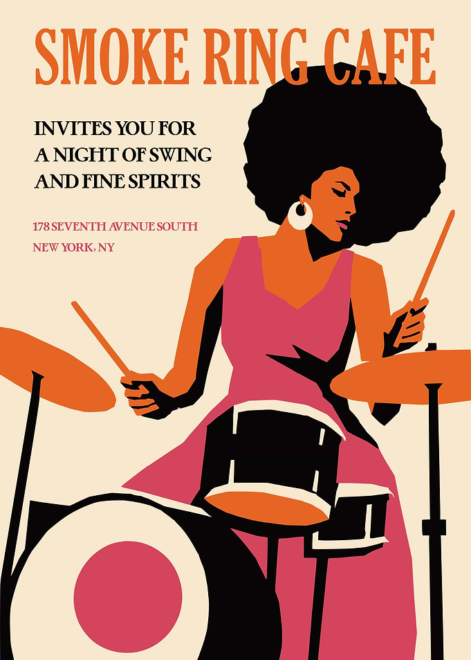 Smoke Ring Cafe Drummer Poster