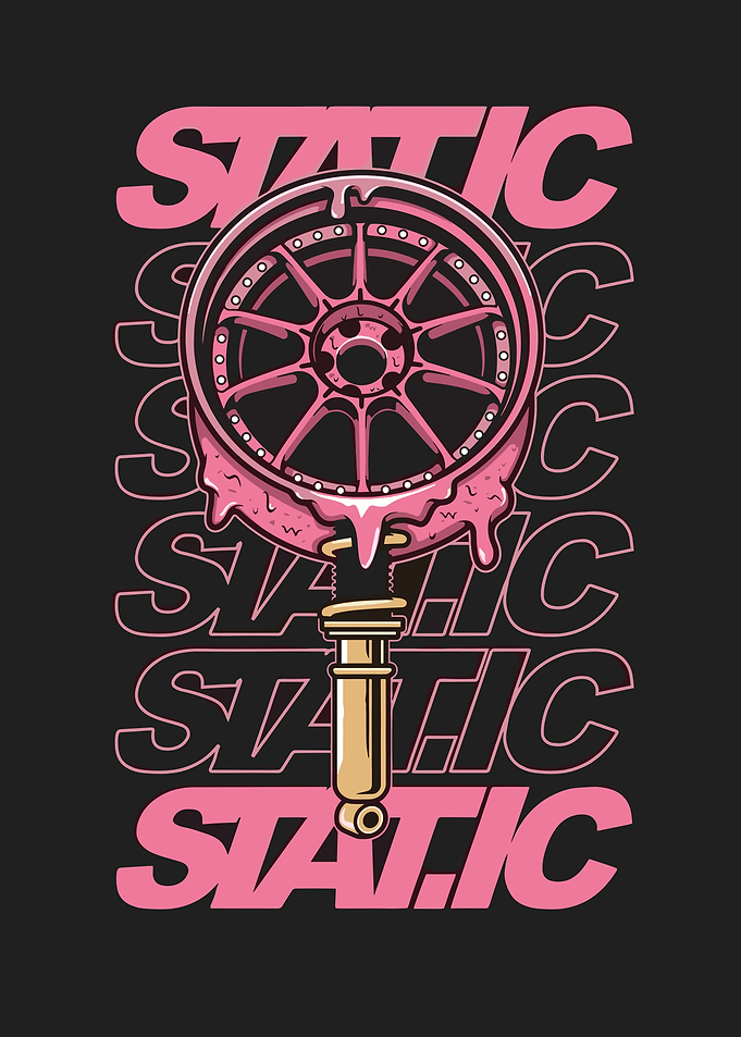 Pink Drip Car Wheel and Shock Absorber