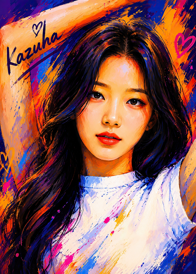 Kazuha Portrait with Colorful Splashes