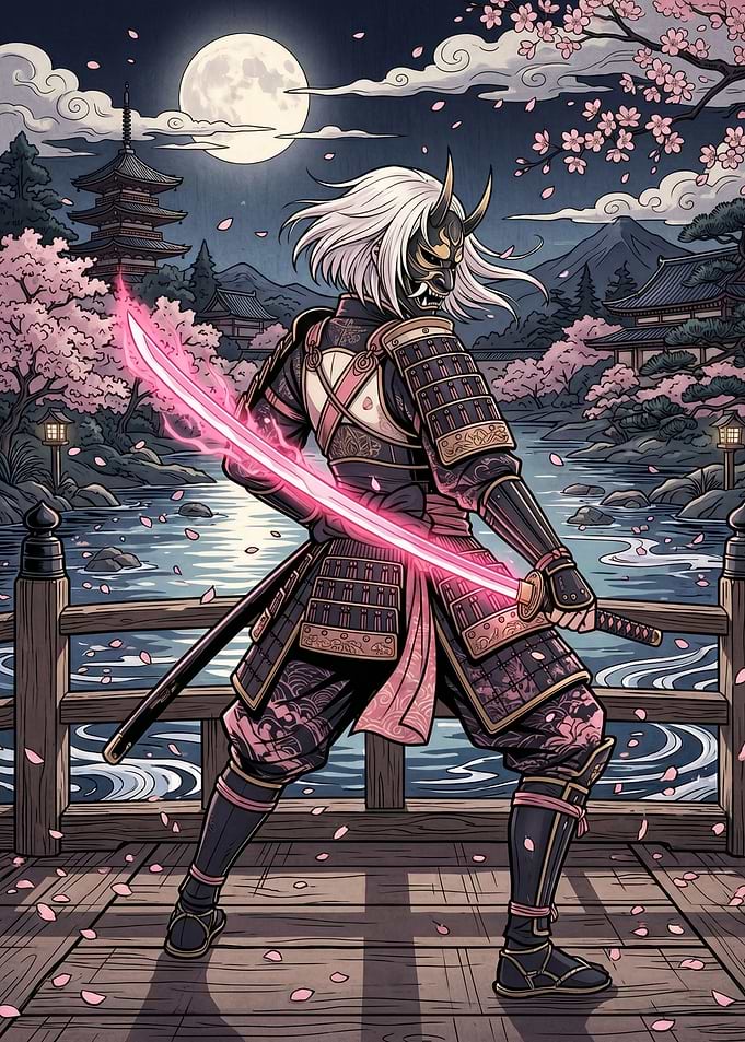 Samurai Warrior with Glowing Katana
