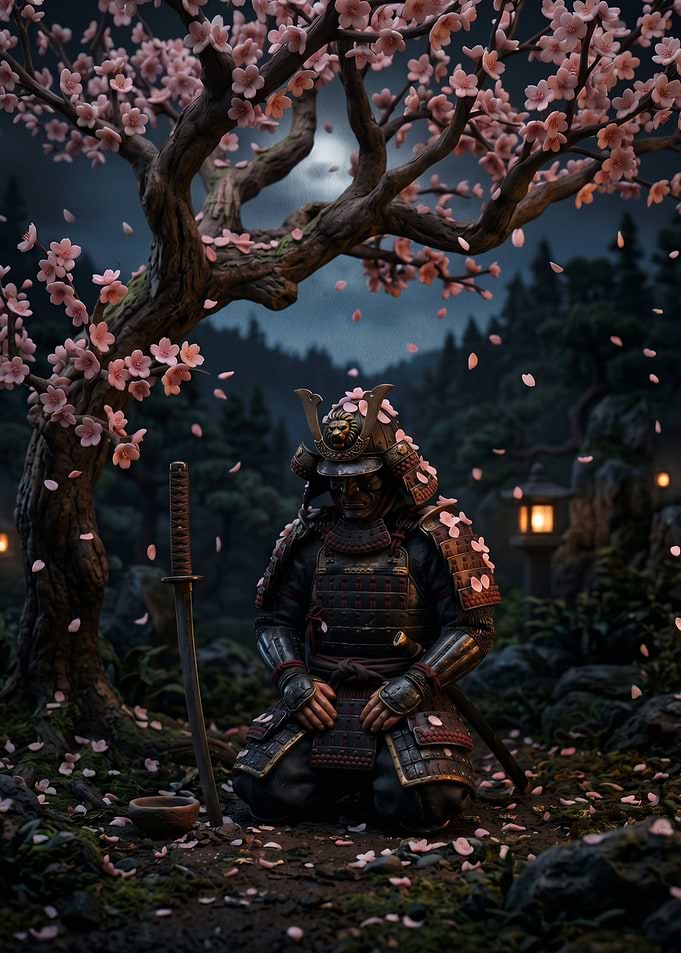 Samurai Under Cherry Blossoms