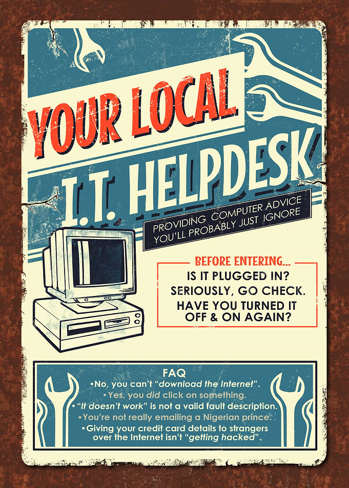 IT Helpdesk Retro Vintage Print