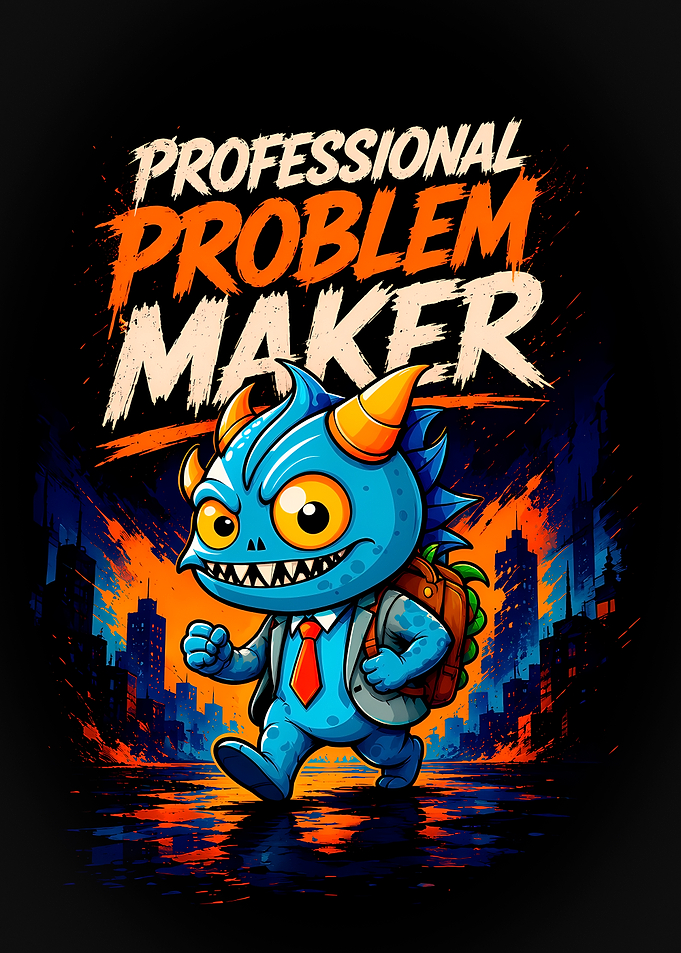 Professional Problem Maker Cute Blue Monster Poster