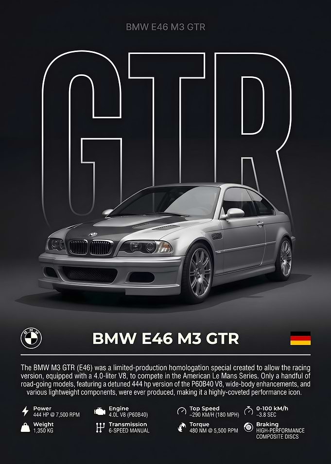 BMW E46 M3 GTR Poster