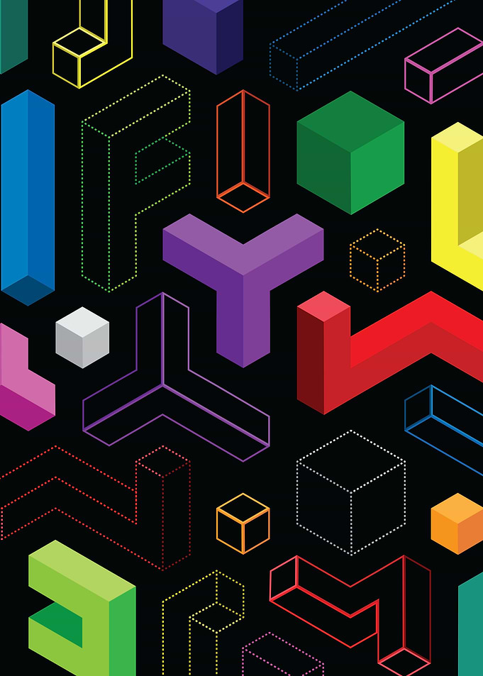 Colorful Isometric Geometric Shapes