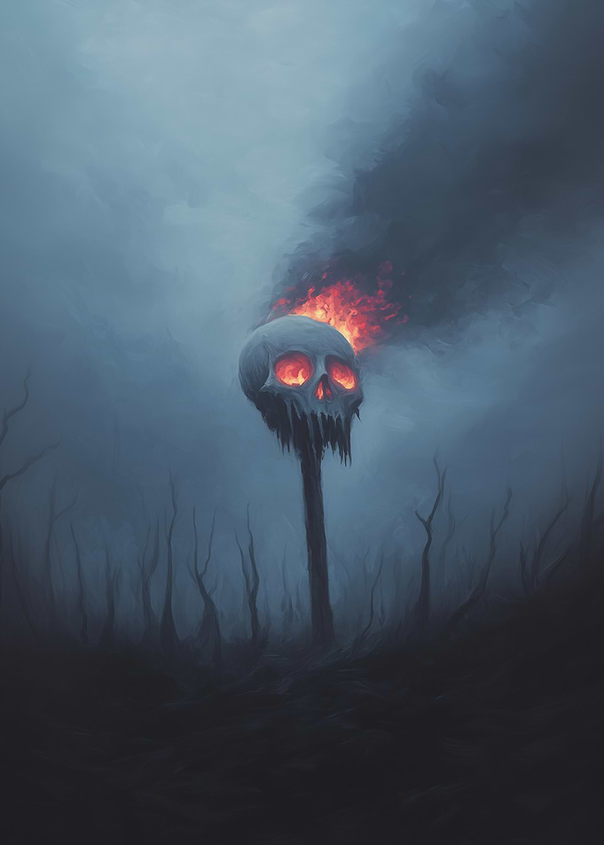 Burning Skull on a Stick