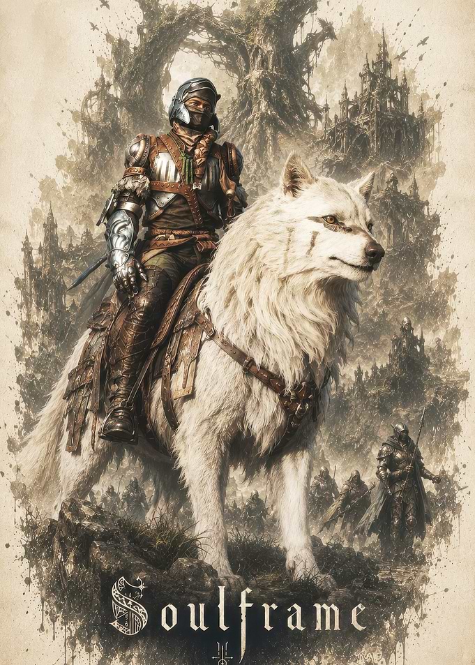 Knight Riding a White Wolf