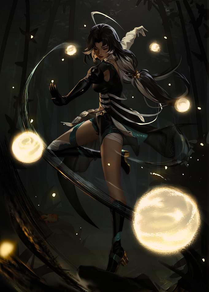 Girl with Glowing Orbs