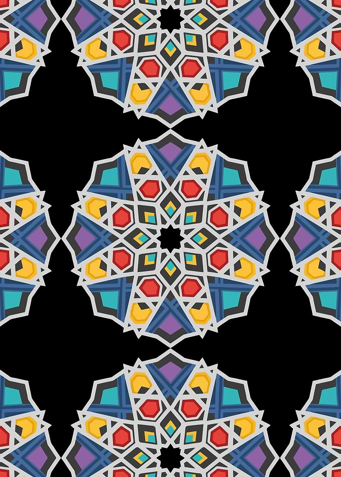 Geometric Mandala Mosaic Pattern Colorful Bohemian