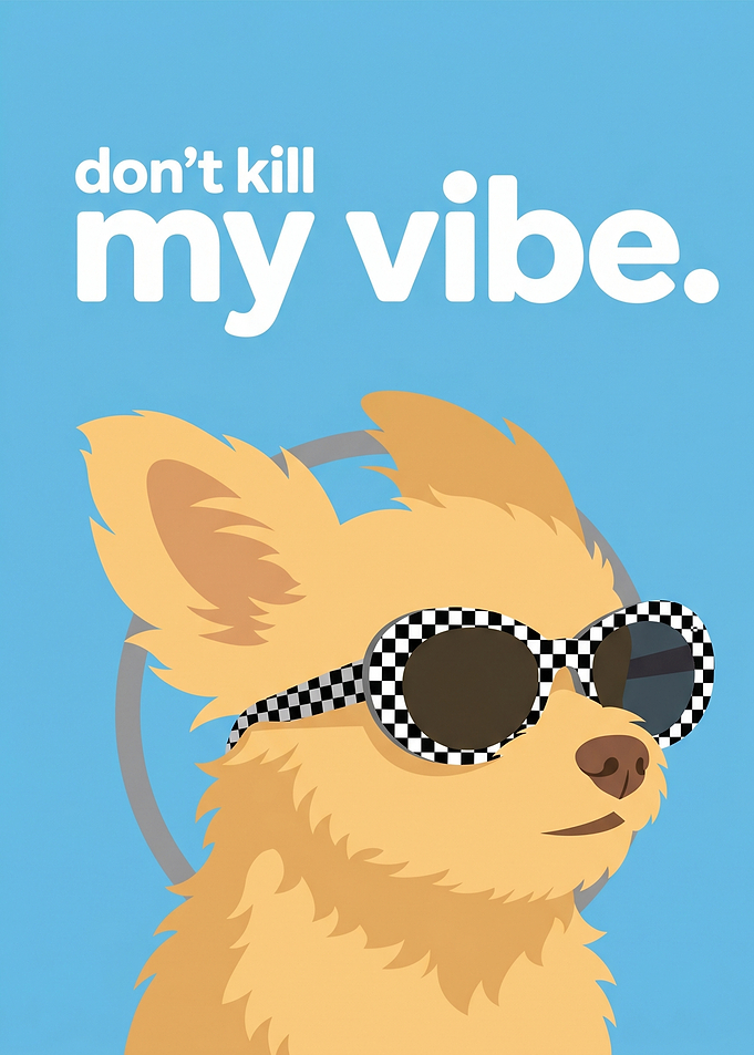 Dog with Sunglasses and Text