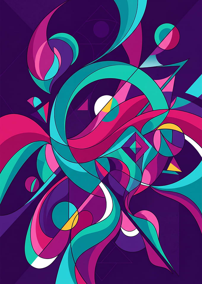 Abstract Geometric Swirls and Shapes