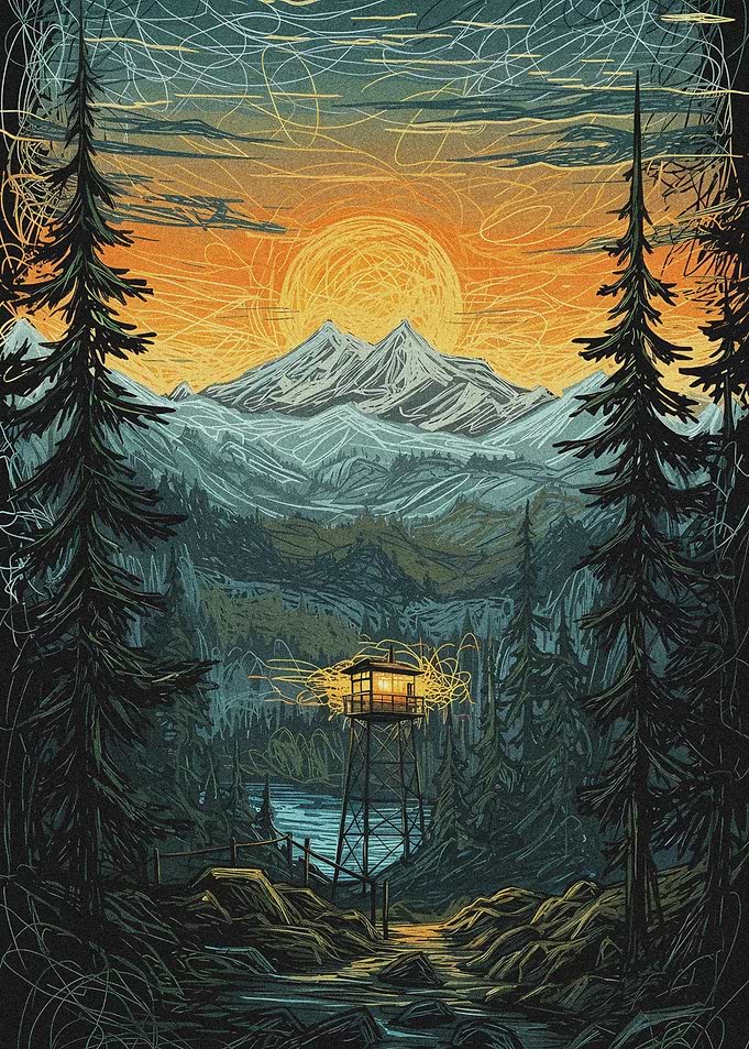 Fire Watch Tower at Sunset