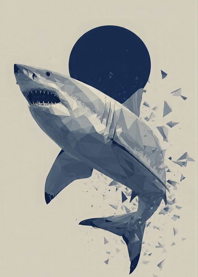 Low Poly Shark with Dark Circle