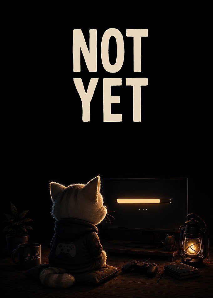 Cat waiting for game to load - Not Yet