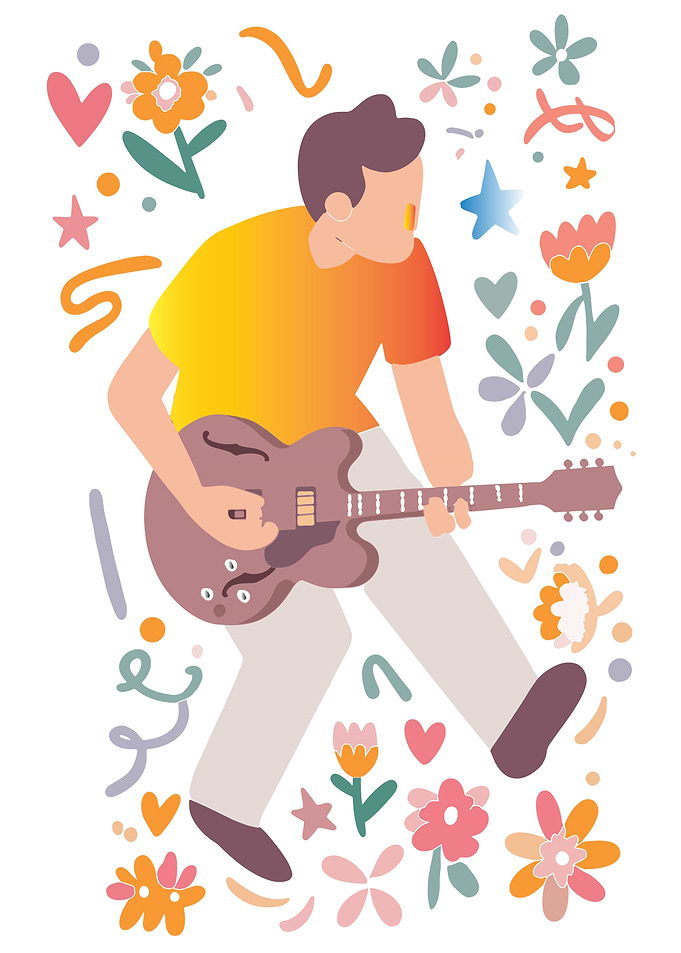 Doodle Guitarist Illustration