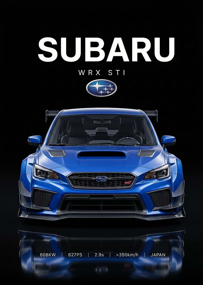 striking Subaru WRX STI race Car poster