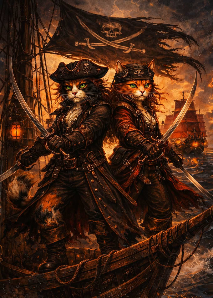 Pirate Cats with Swords