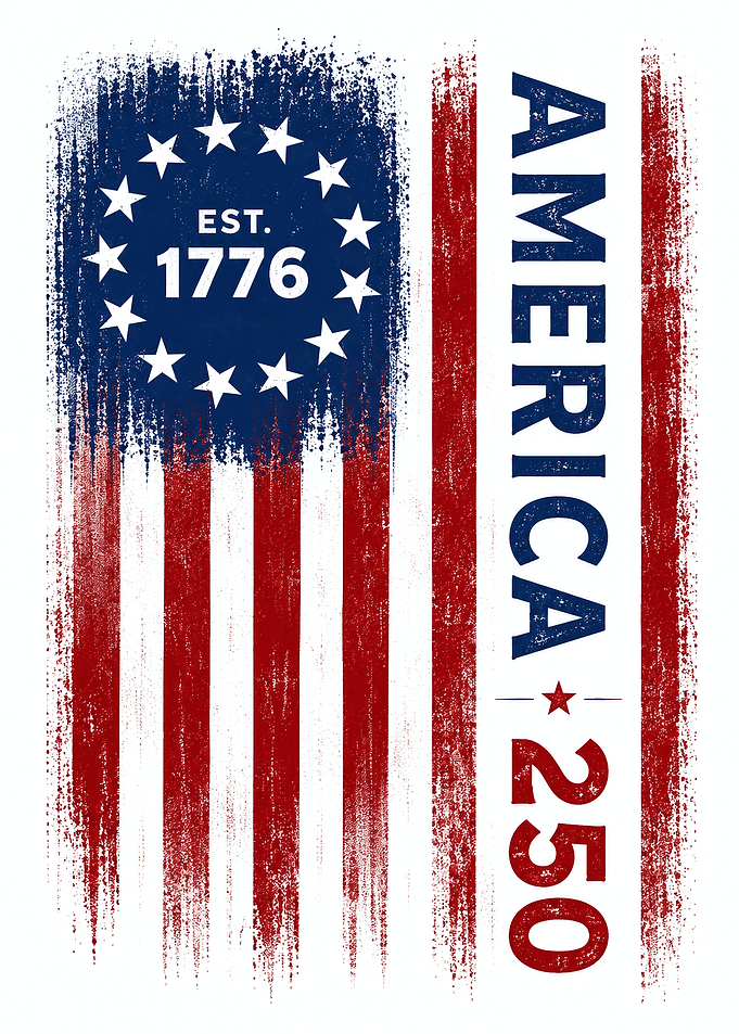 250th Year America Est. 1776 Distressed Patriotic Flag