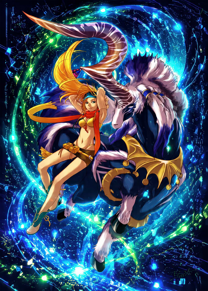 Anime Girl Riding a Mythical Creature