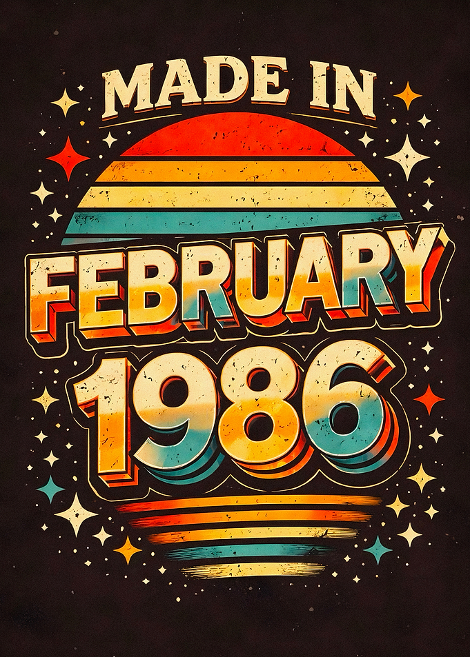 Made in February 1986 Retro Design