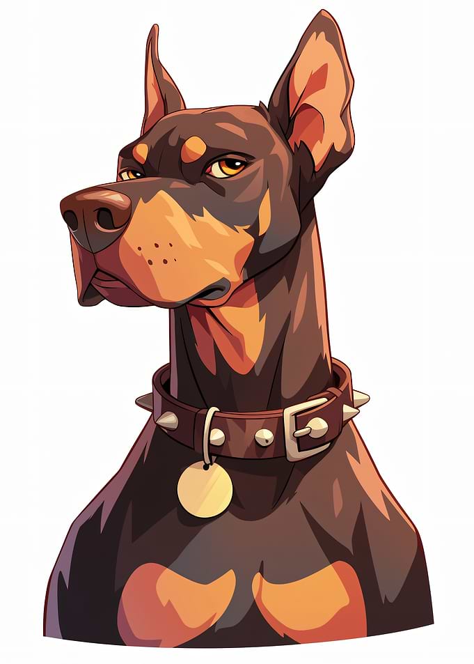 Doberman Pinscher with Spiked Collar
