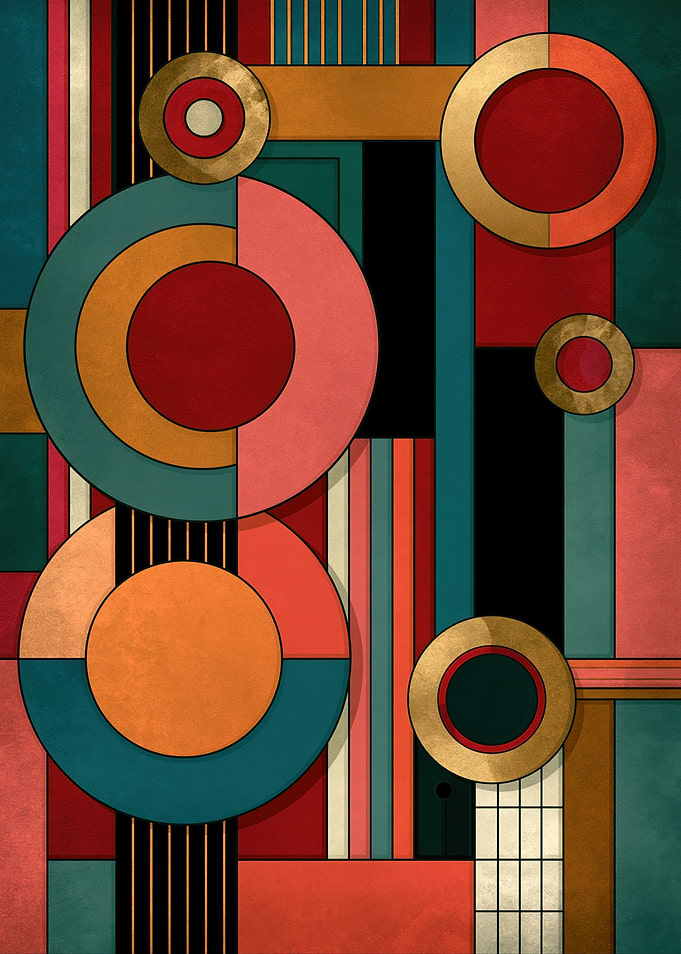 Geometric Abstract Art with Circles and Rectangles