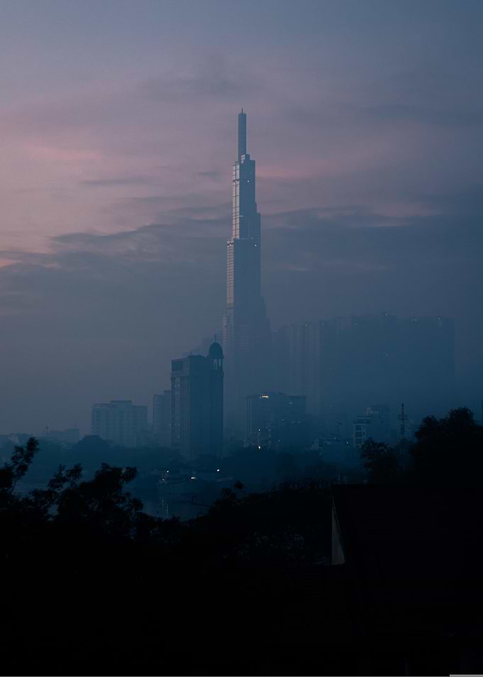 Misty Cityscape at Dawn