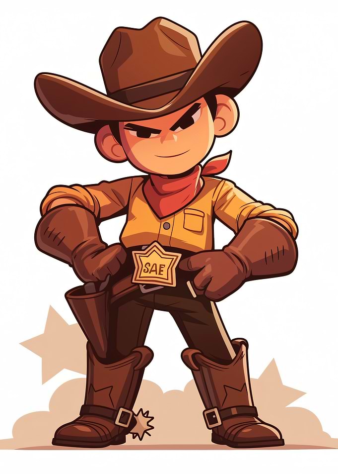 Cartoon Cowboy with Badge