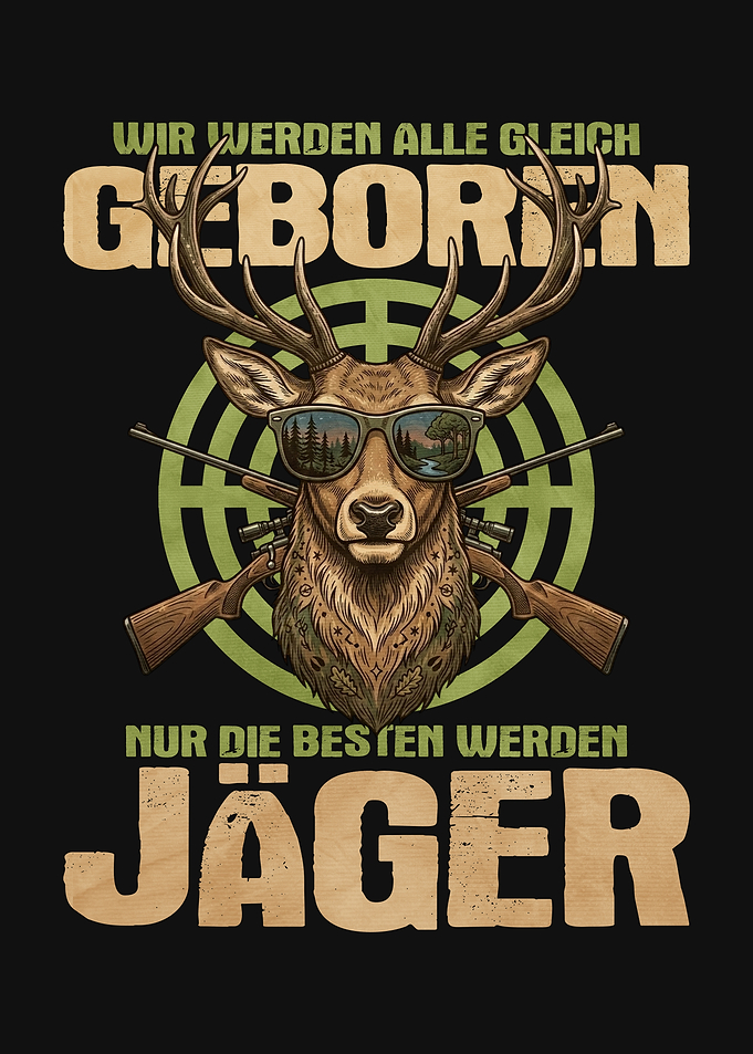 Deer Hunter with Rifles and Sunglasses