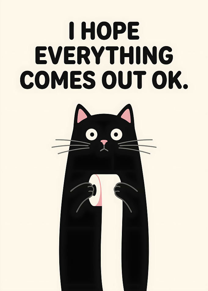 Black Cat Holding Toilet Paper