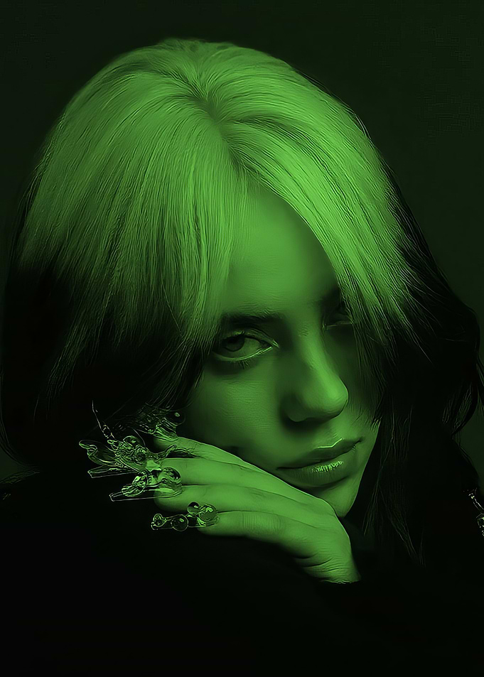 Billie Eilish Green Portrait