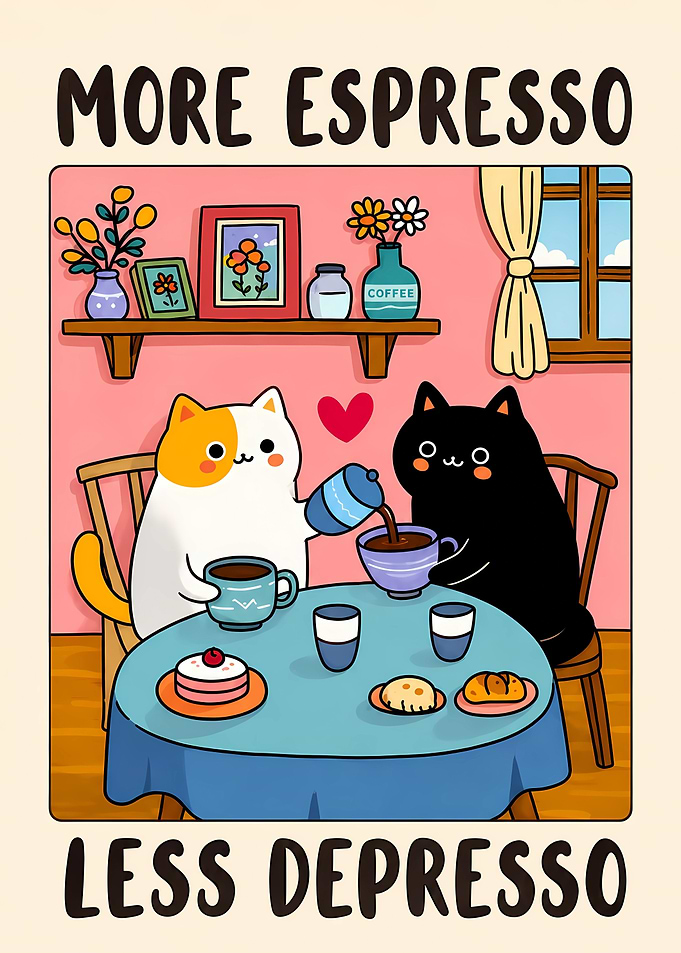 Cats Enjoying Coffee