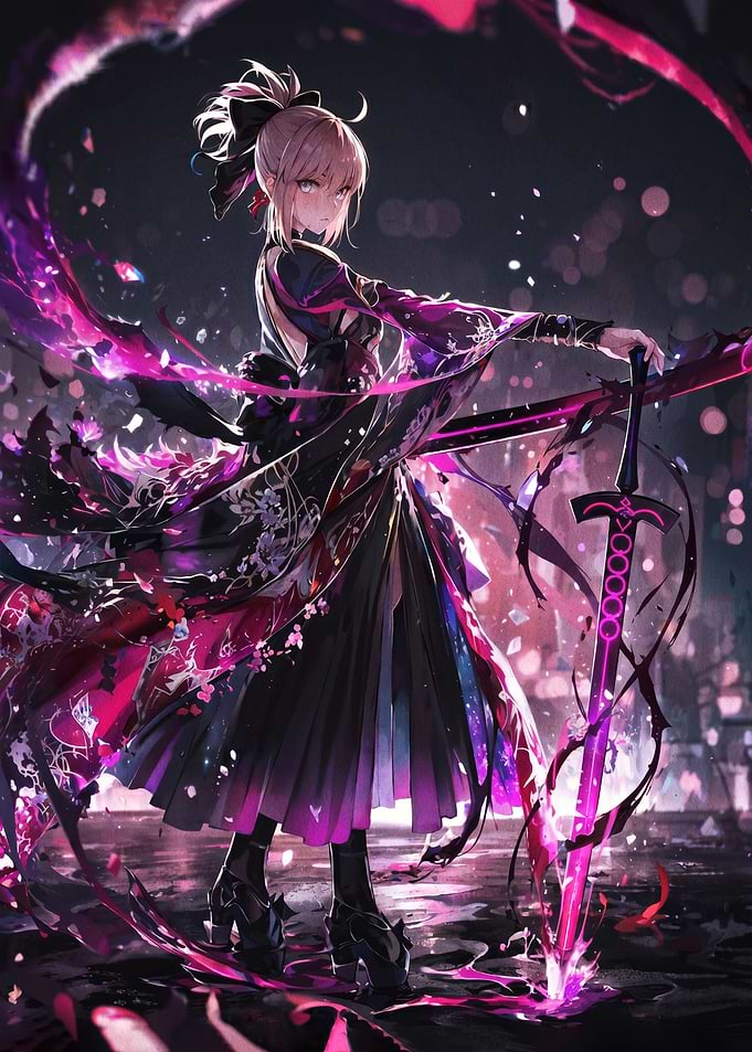 Anime Girl with Glowing Sword