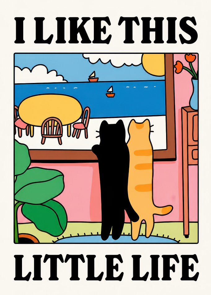 Cats Enjoying a Seaside View