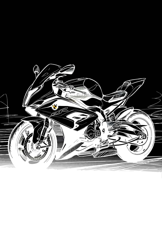 BMW S1000RR Motorcycle Line Art