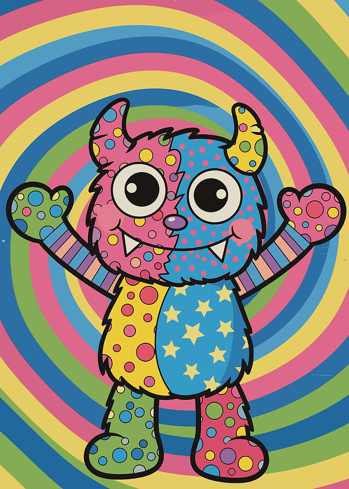 Quirky Monster with Colorful Patterns