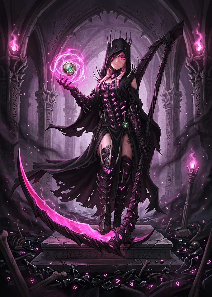 Dark Sorceress with Scythe and Orb
