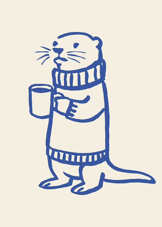 Otter in a Sweater Holding a Mug