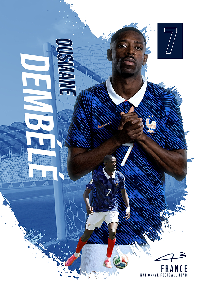 Ousmane Dembele France Football Poster