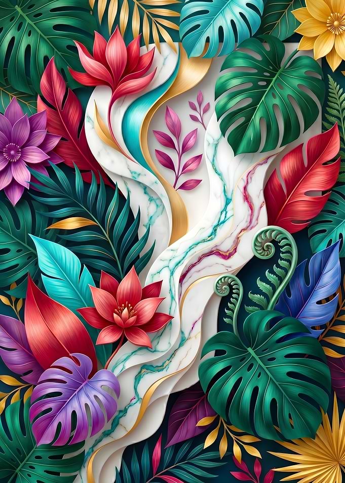 Vibrant Tropical Floral Arrangement - biophilic luxury