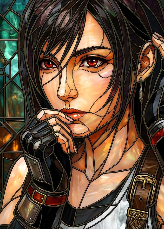 Final Fantasy VII Tifa Lockhart Stained Glass Art