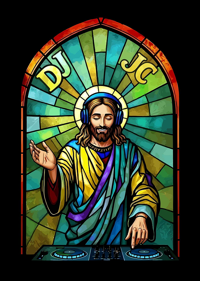 DJ Jesus Stained Glass