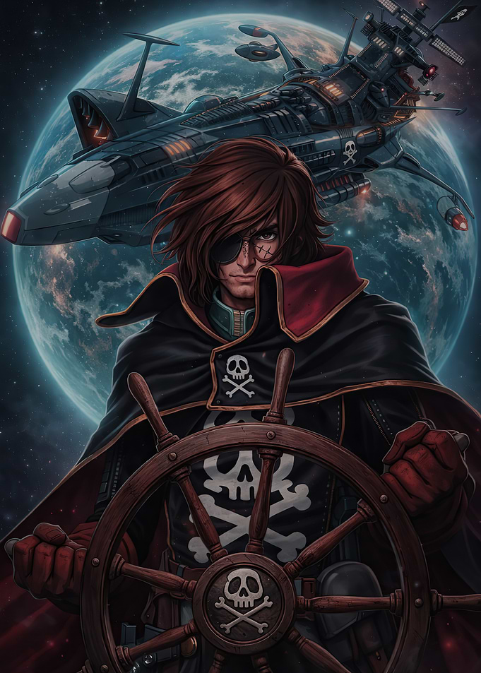 Captain Harlock at the Helm