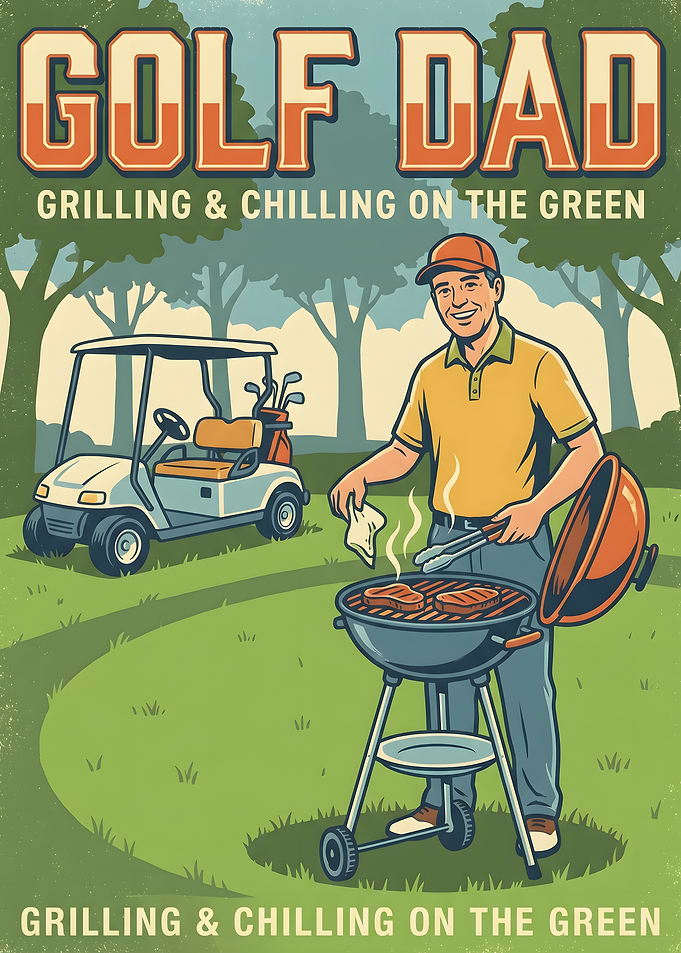 Golf Dad Grilling on the Green